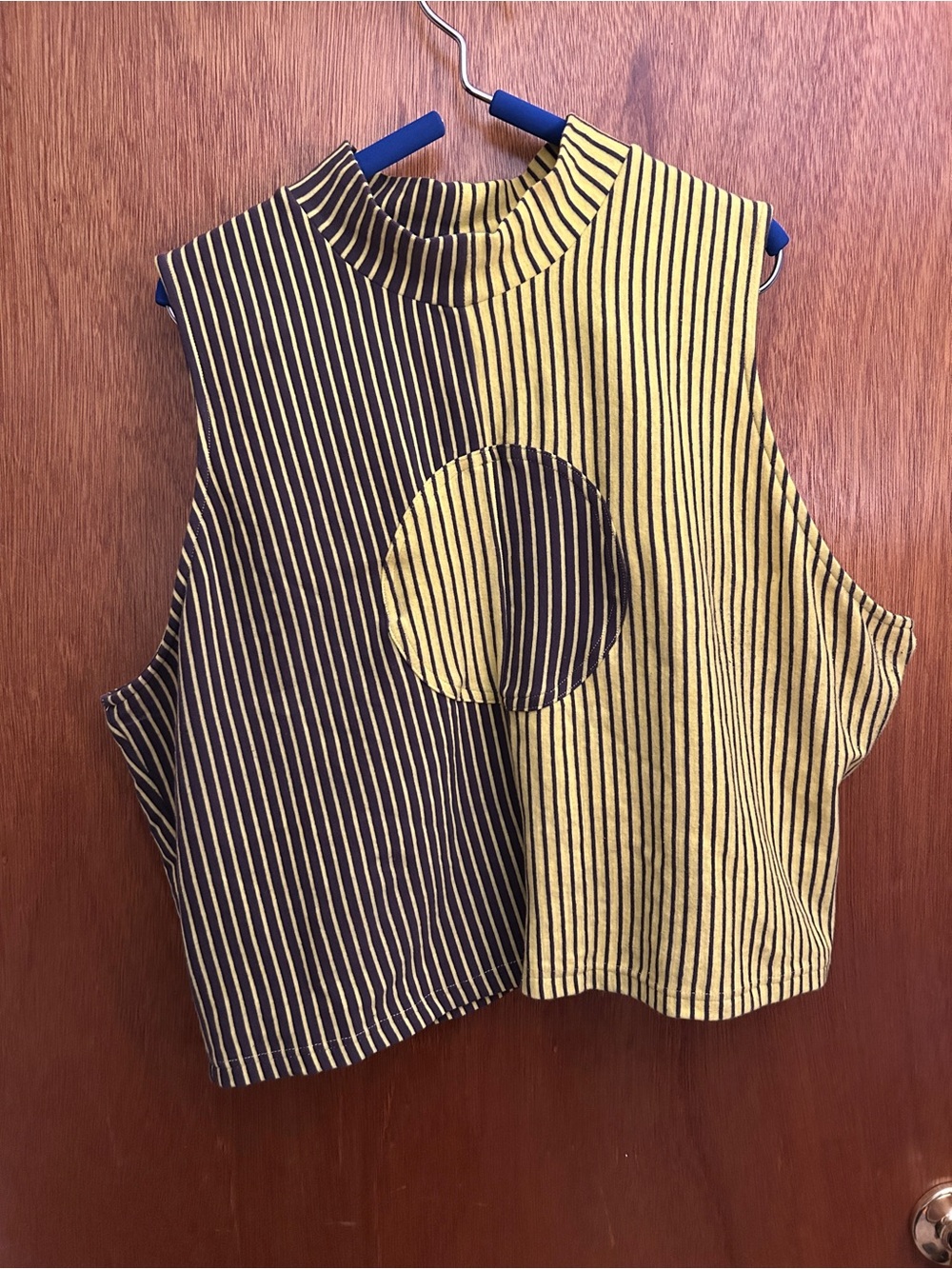 Fashion Brand Company banana stripe mock neck tank